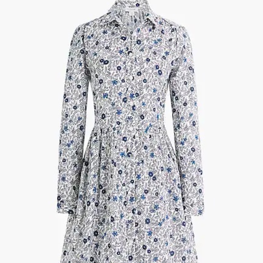 COPY - J.Crew Blue Floral Print Collared Shift Dress